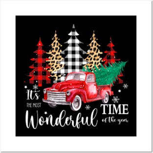 Christmas It's The Most Wonderful Time Of The Year Red Truck Posters and Art